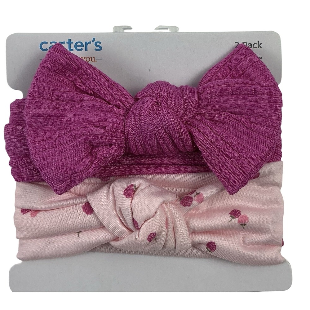 Carters Just One You Baby Girls Headbands 2 Pack Pink Raspberry Bow Knot